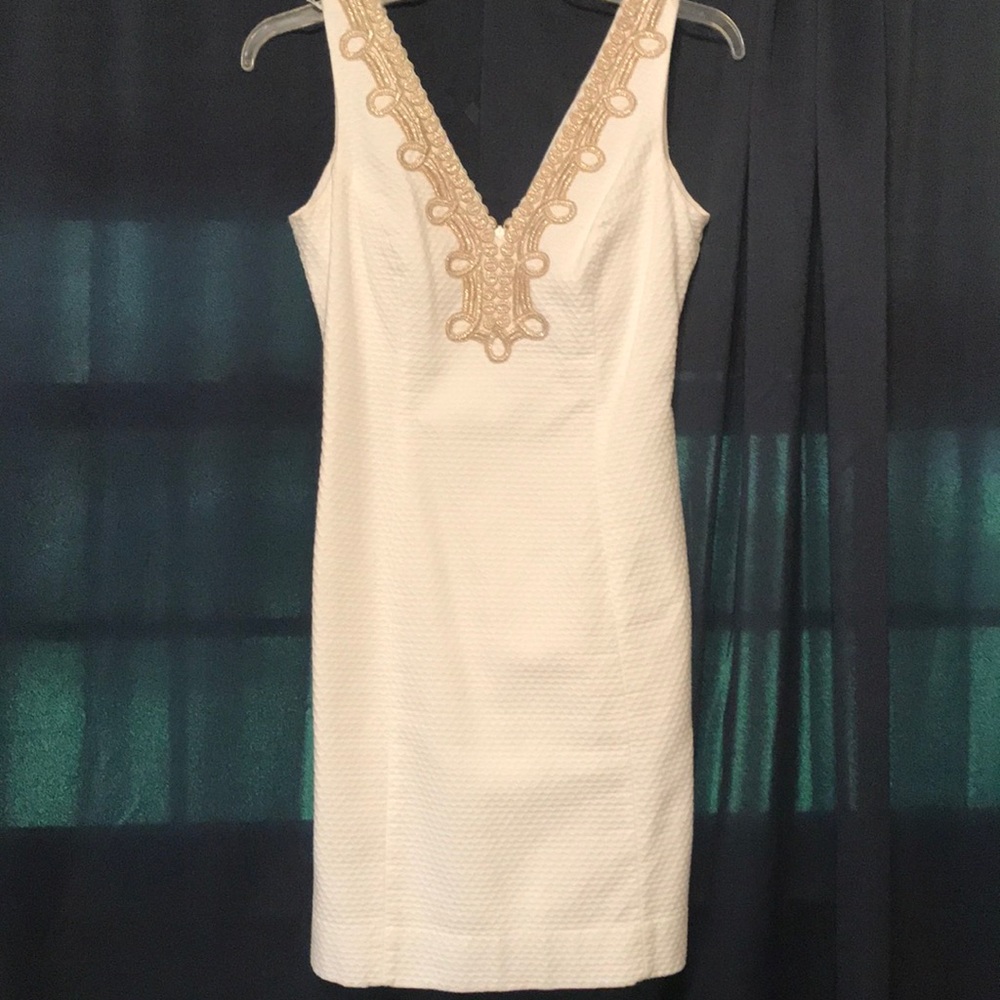 💋Lilly Pulitzer white and gold dress.